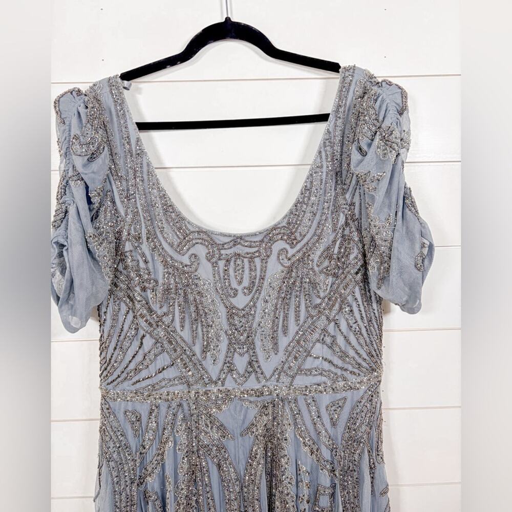 NEW Mac Duggal Plus Size Silver A5434 Beaded Dress, Size 16, MSRP $498 - Picture 6 of 13